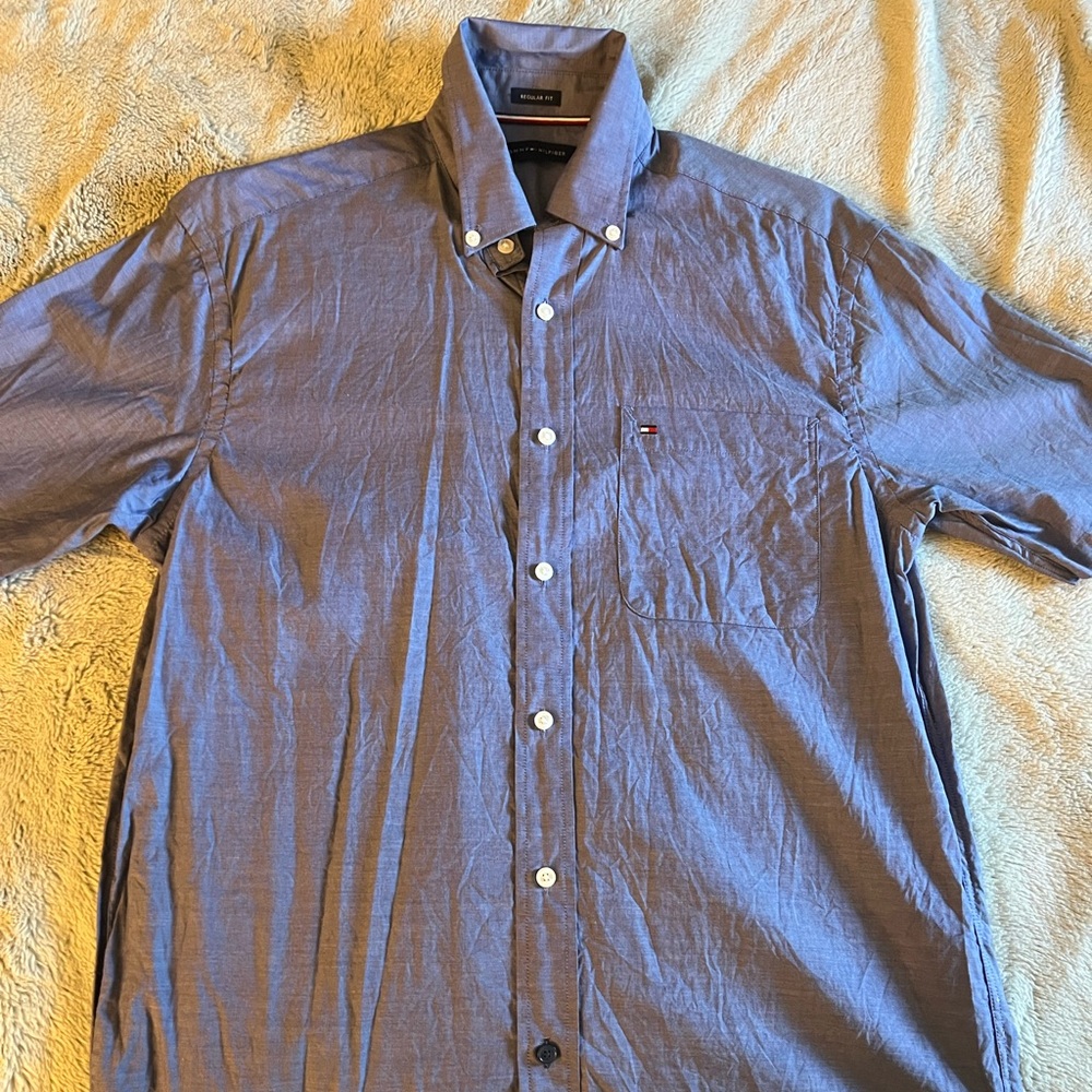 Worn about 1-2 times , it’s wrinkle due to being in the closet, doesn’t fit
